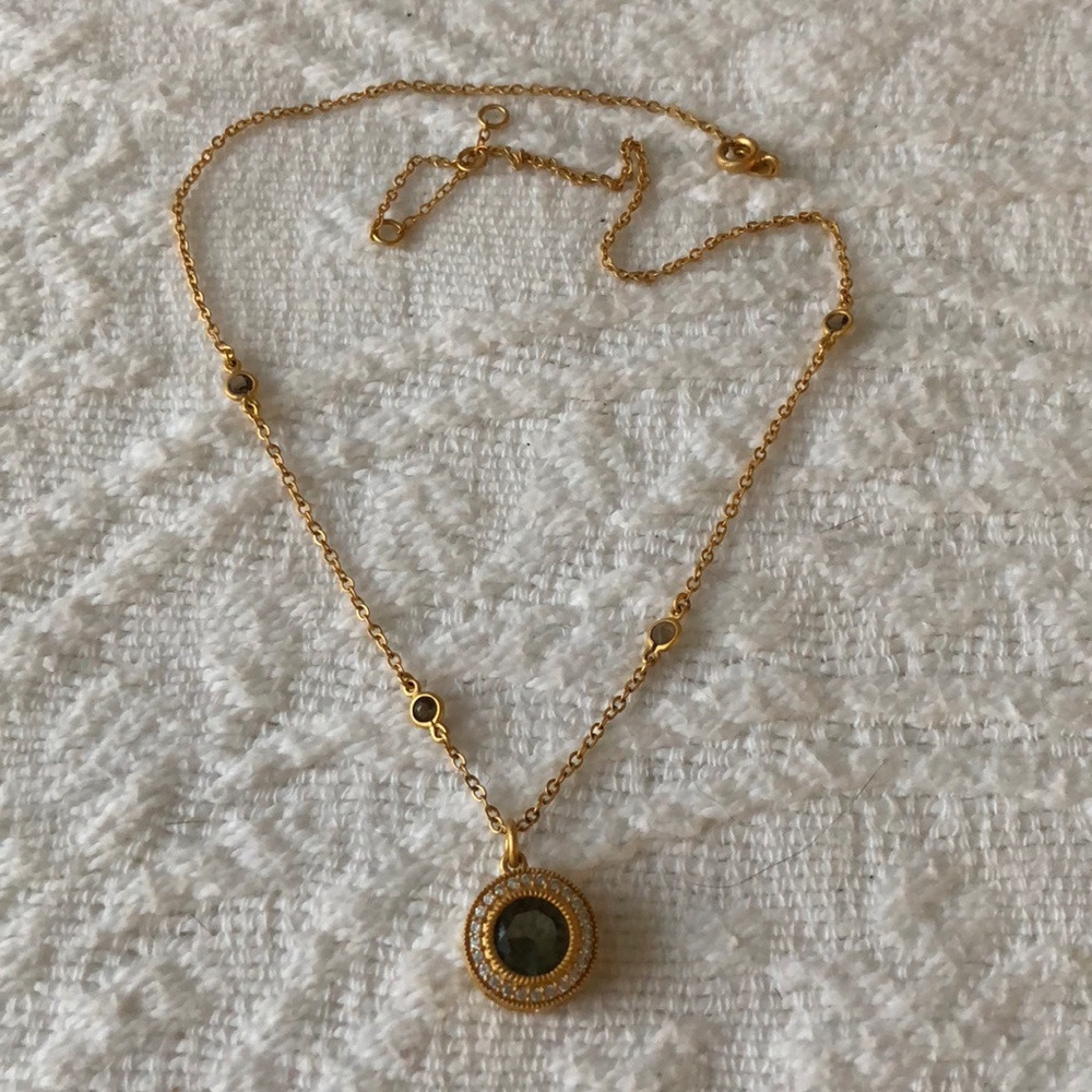 | Gold Tone + Crystal Pendant |